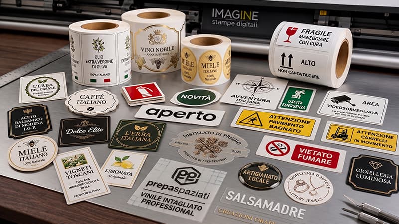 Esempi di etichette adesive realizzate in tipografia